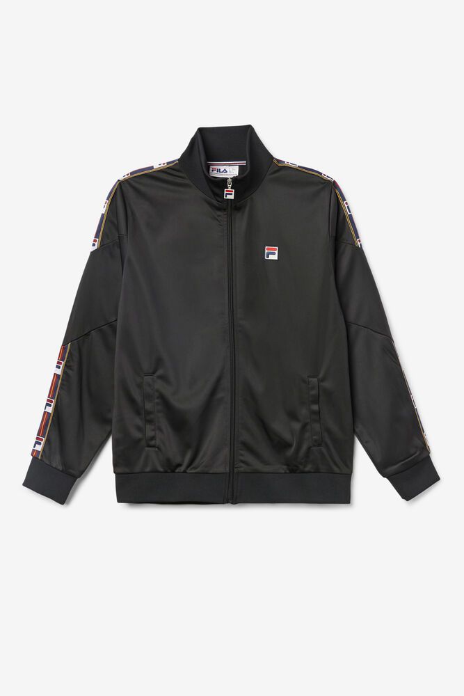 Fila Carson Track Black Jacket Mens - NZ 15698-ANLU